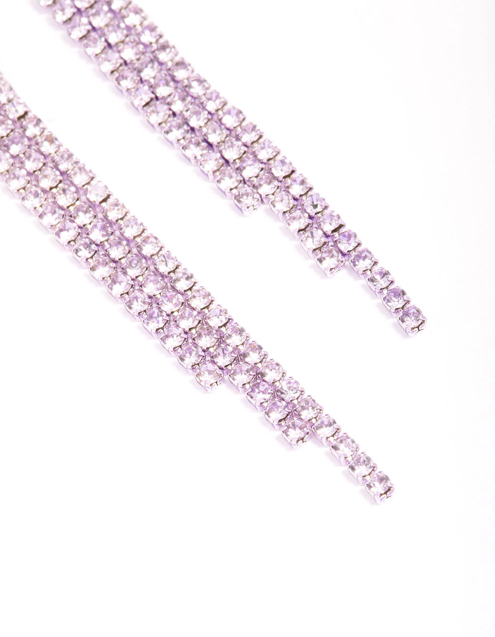 Lilac Bow Triple Row Diamante Hoop Earrings - Image 3