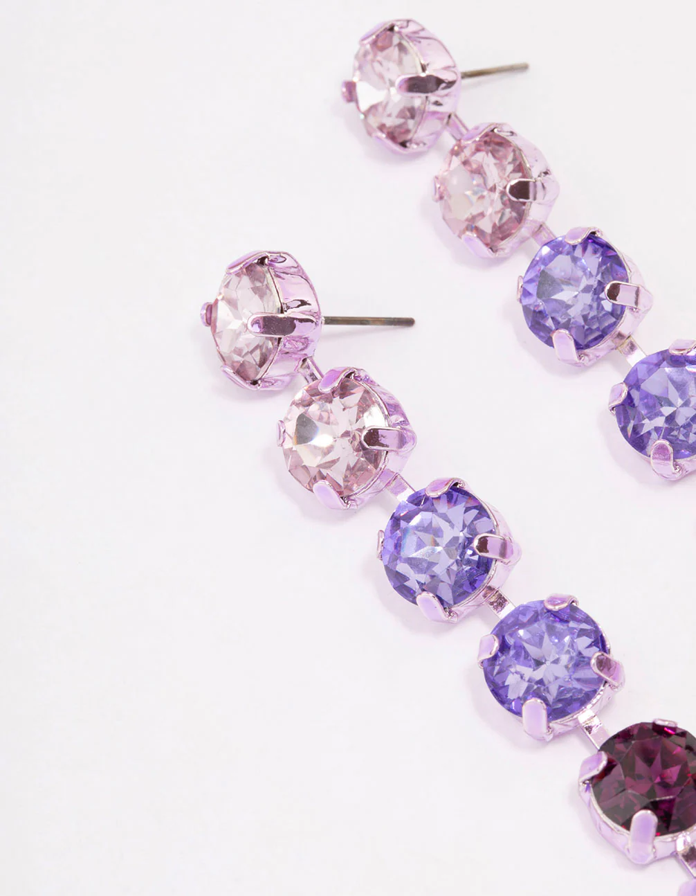 Purple Ombre Diamante Drop Earrings - Image 2