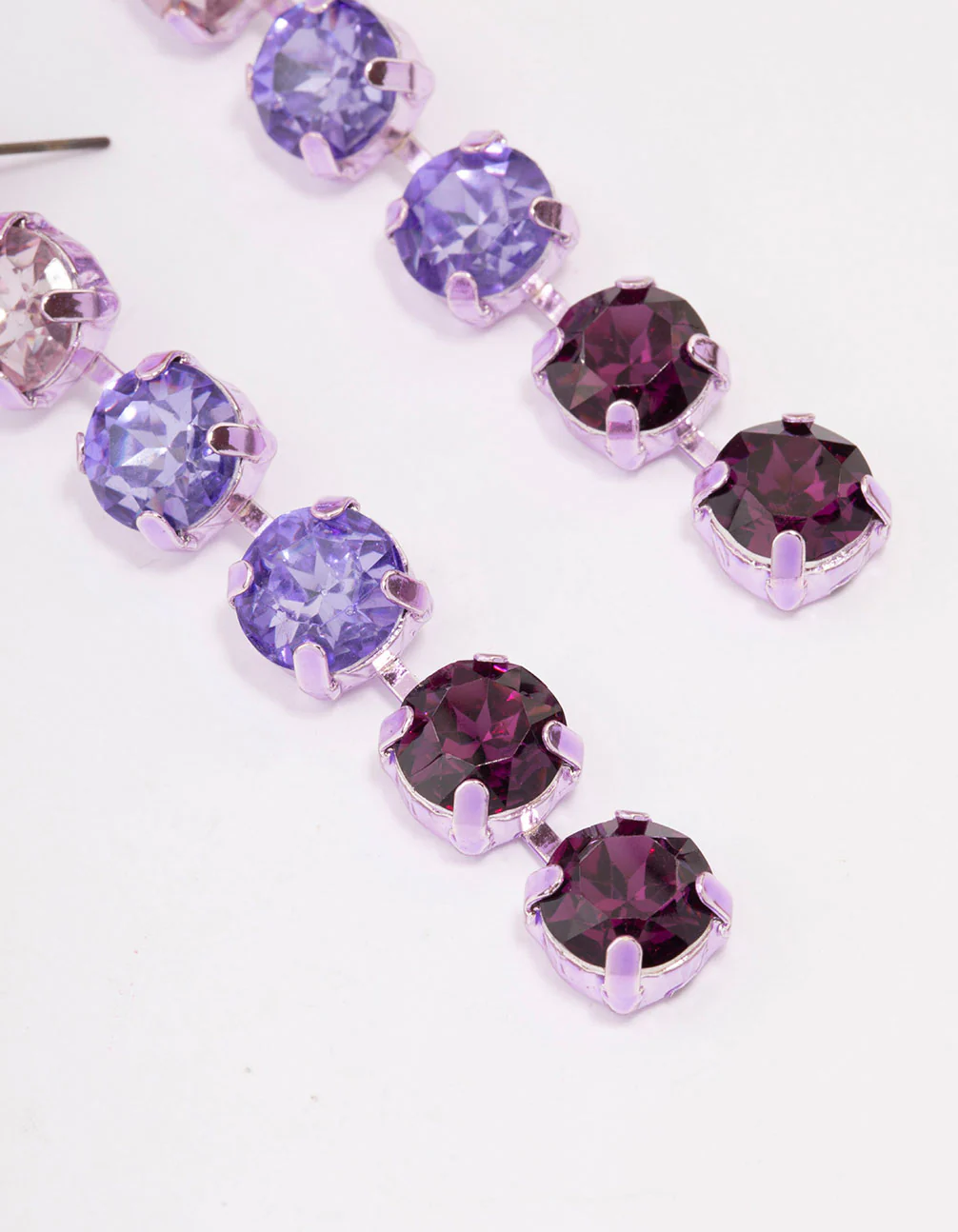 Purple Ombre Diamante Drop Earrings - Image 3