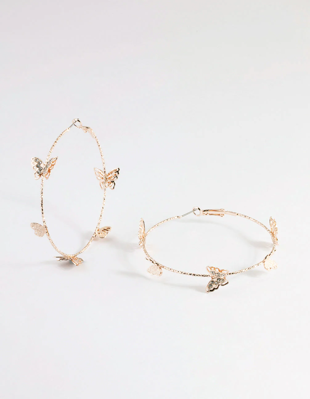 Rose Gold 70cm Butterfly Hoop Earrings - Image 2