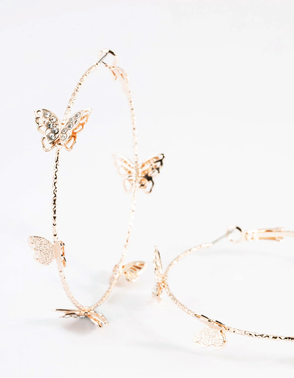 Rose Gold 70cm Butterfly Hoop Earrings - Image 3