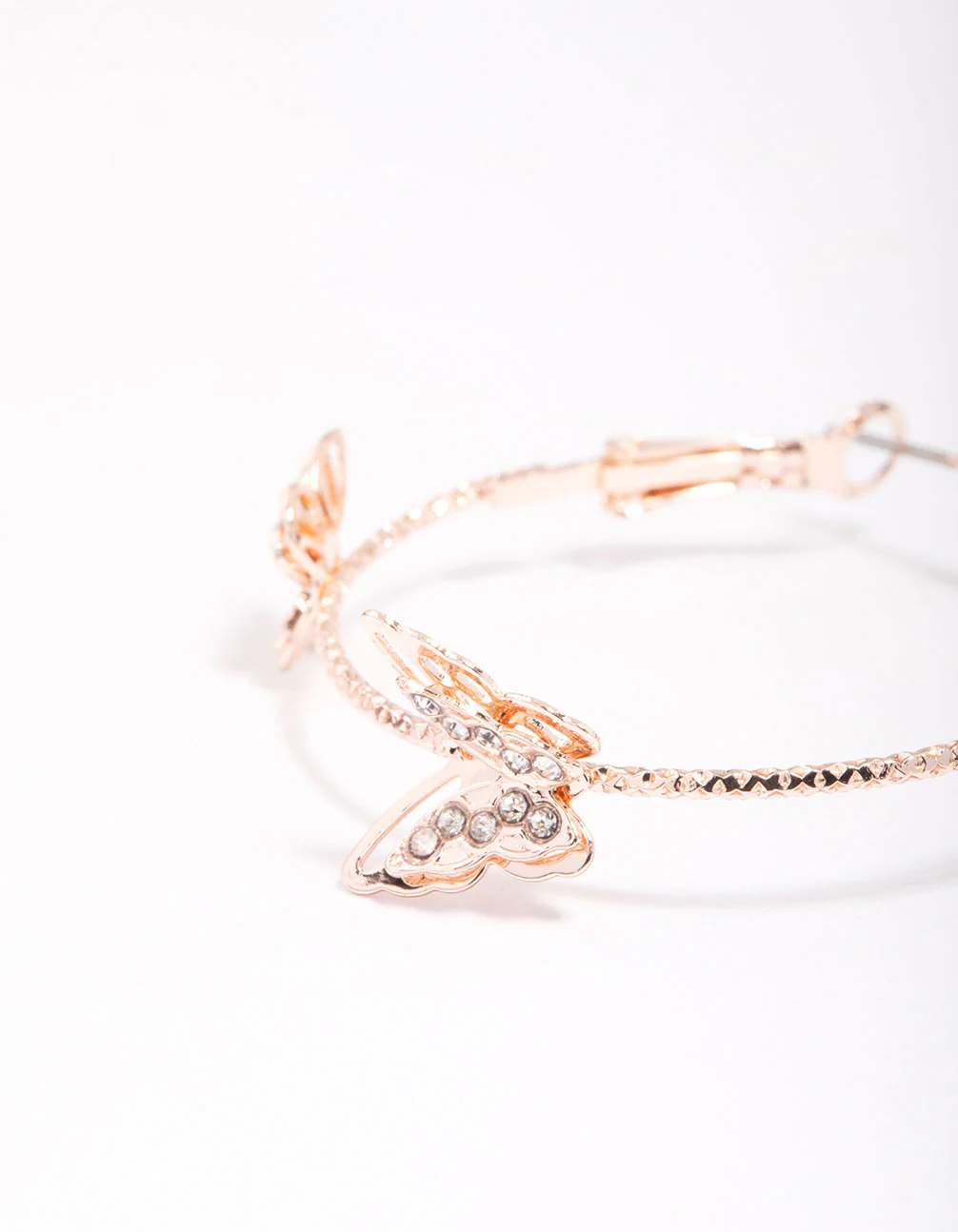 Rose Gold Butterfly Medium Hoop Earrings - Image 3