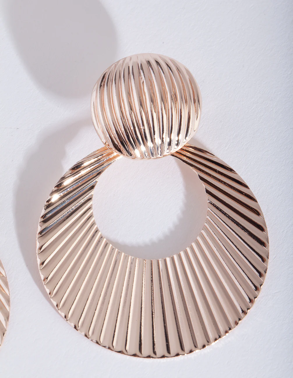 Rose Gold Fan Circle Earrings - Image 2