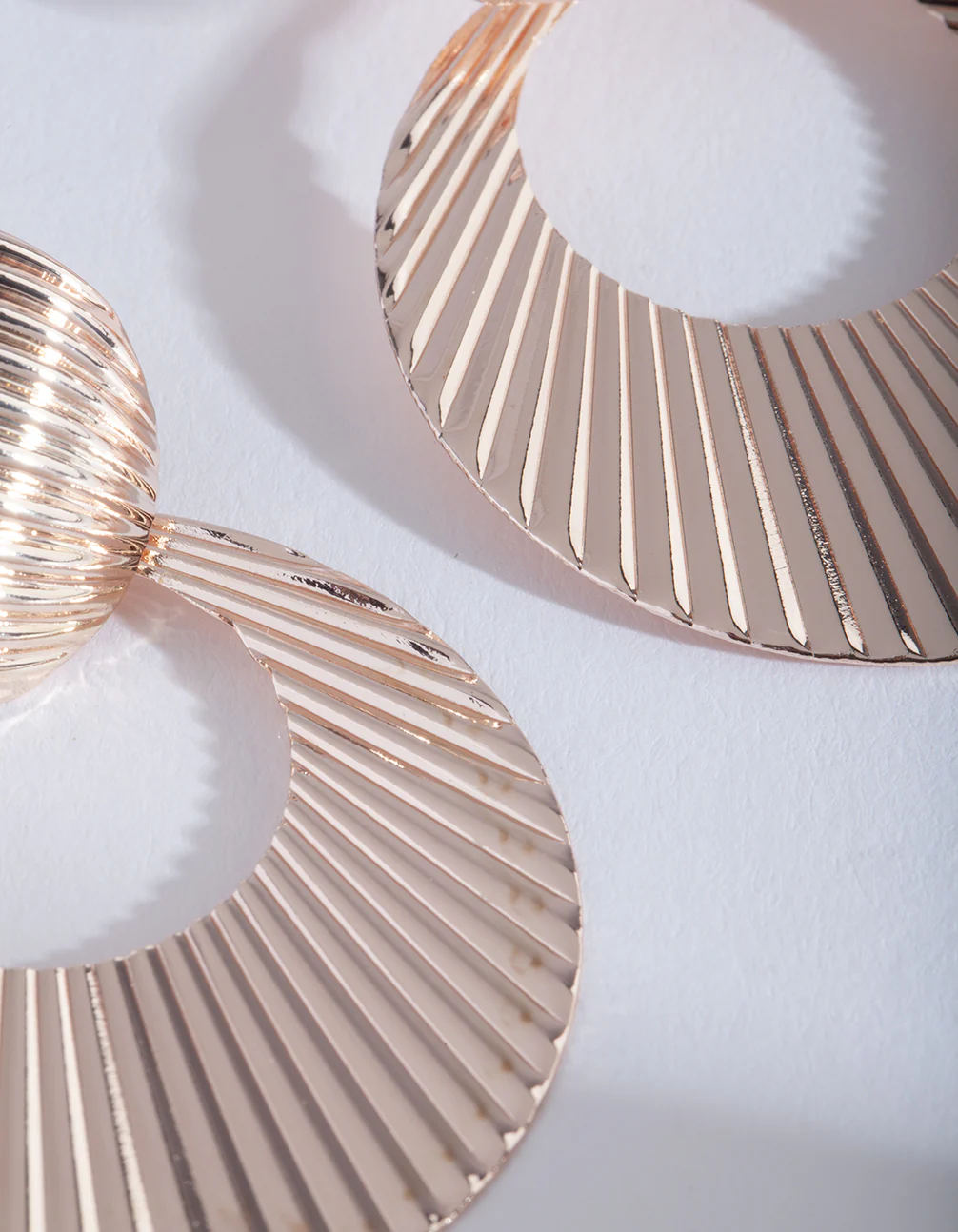 Rose Gold Fan Circle Earrings - Image 3