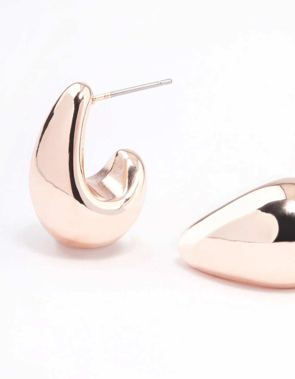 Rose Gold Chunky Teardrop Hoop Earrings - Image 2