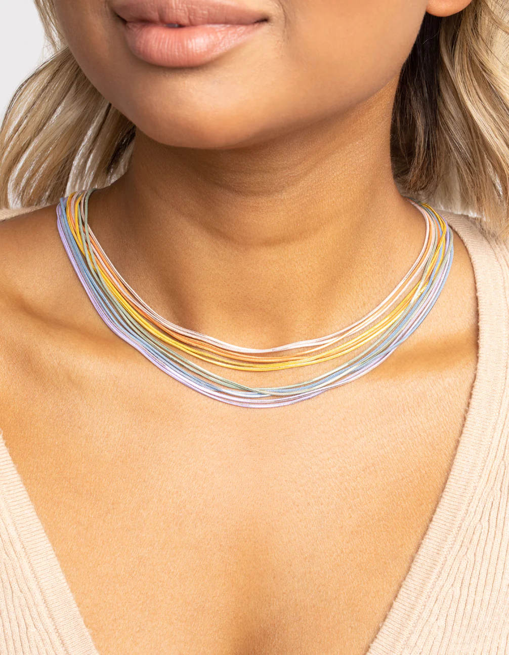 Rainbow Chain Layered Necklace - Image 2