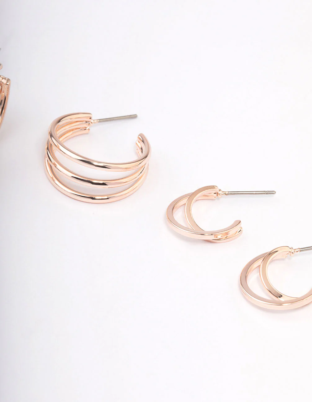 Rose Gold Criss Cross Mixed Hoop Earrings Pack - Image 3