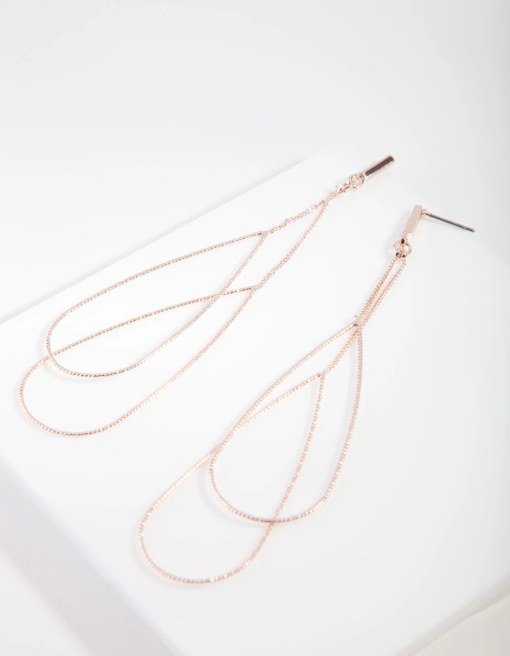 Rose Gold Double Teardrop Earrings - Image 2