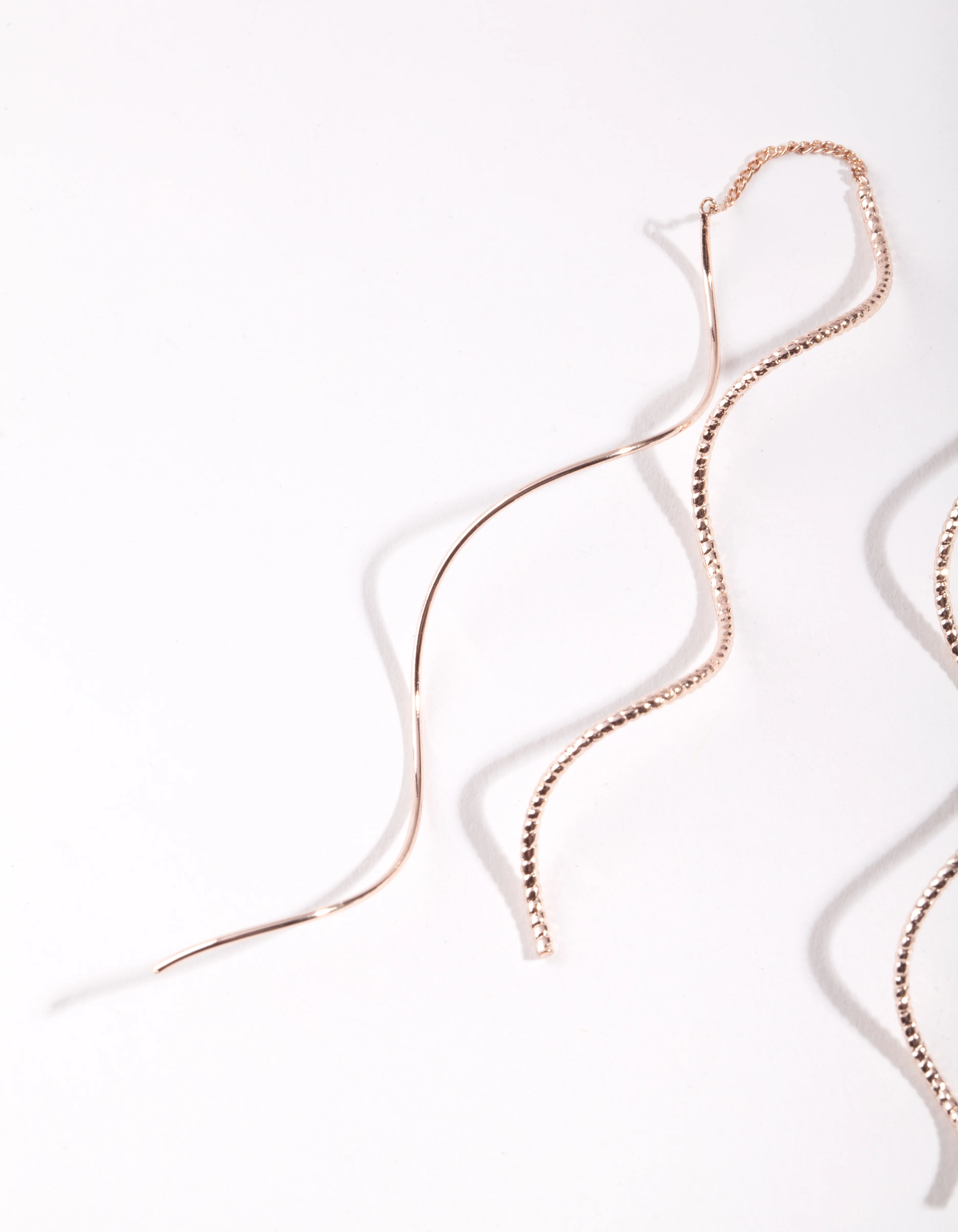 Rose Gold Wave Thread-Through Earrings - Image 2