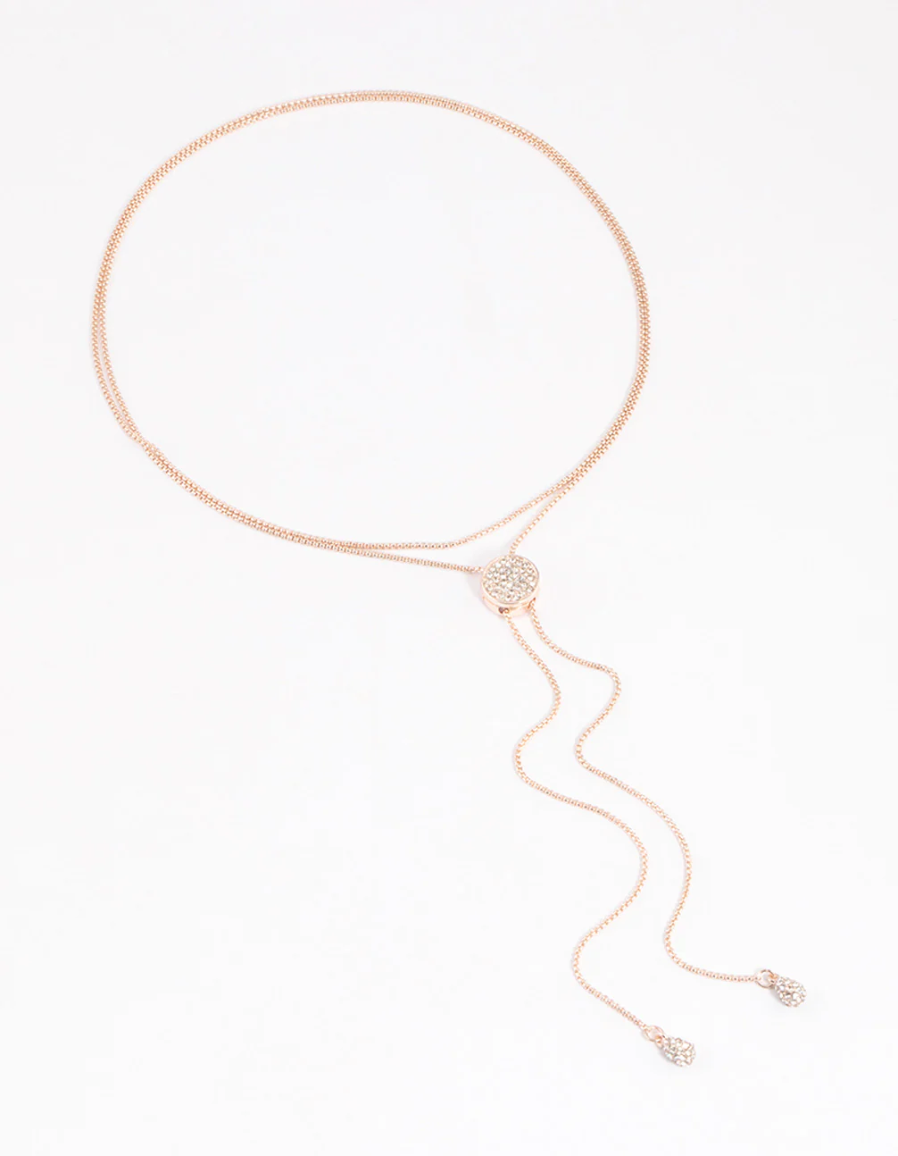 Rose Gold Diamante Adjustable Chain Necklace - Image 2