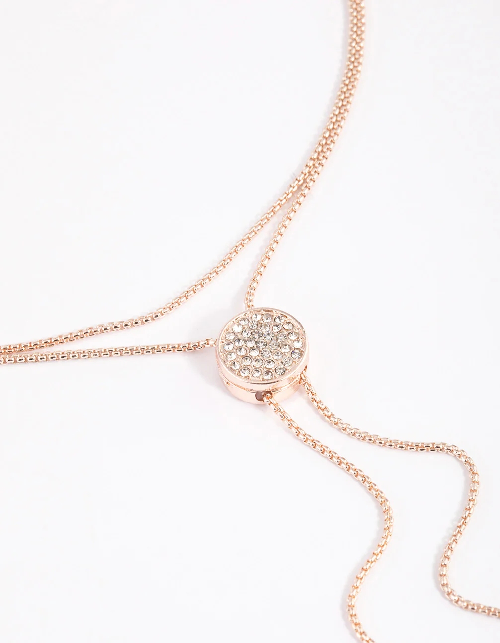 Rose Gold Diamante Adjustable Chain Necklace - Image 3