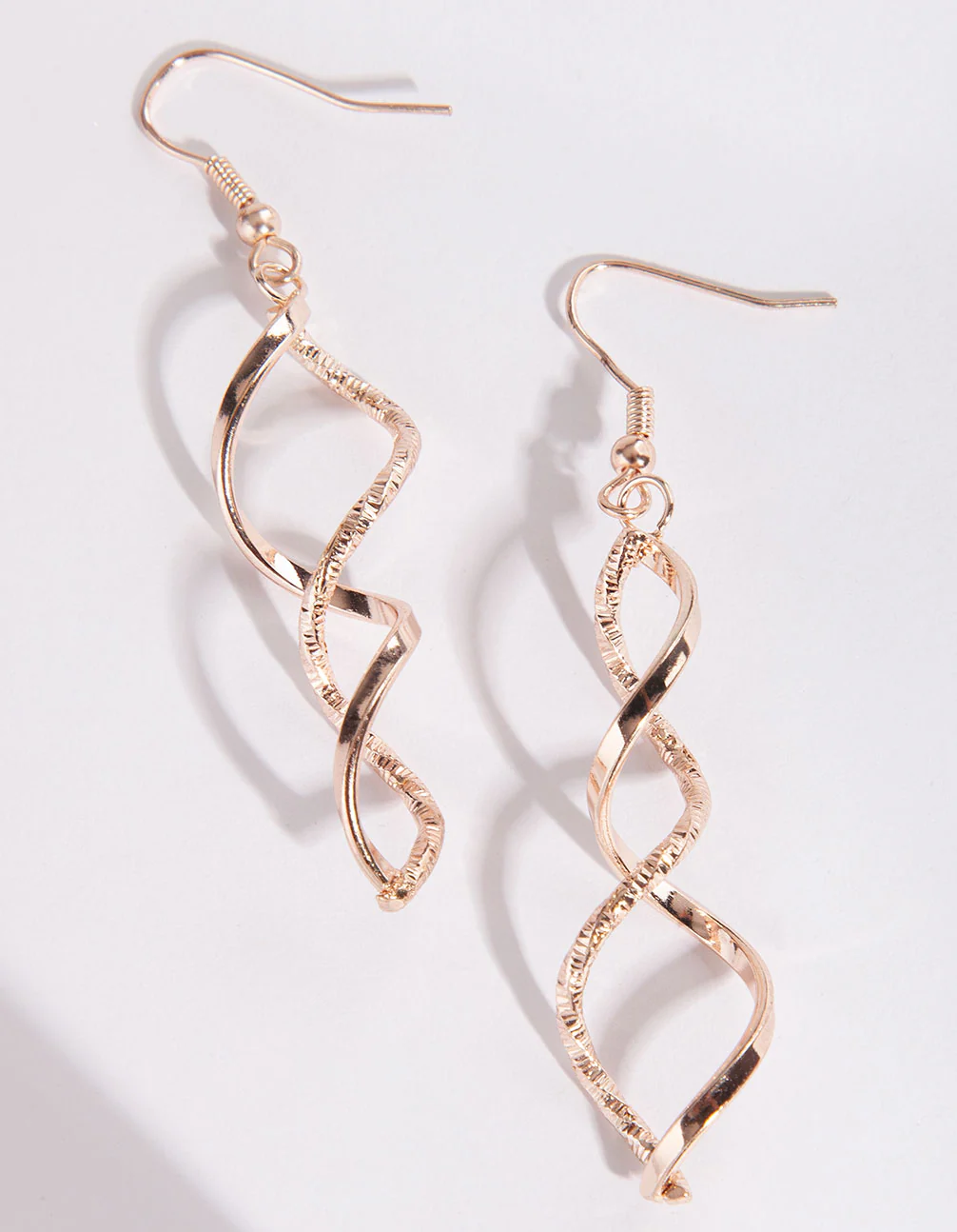 Rose Gold Cut Twist Drop Earrings - Image 2