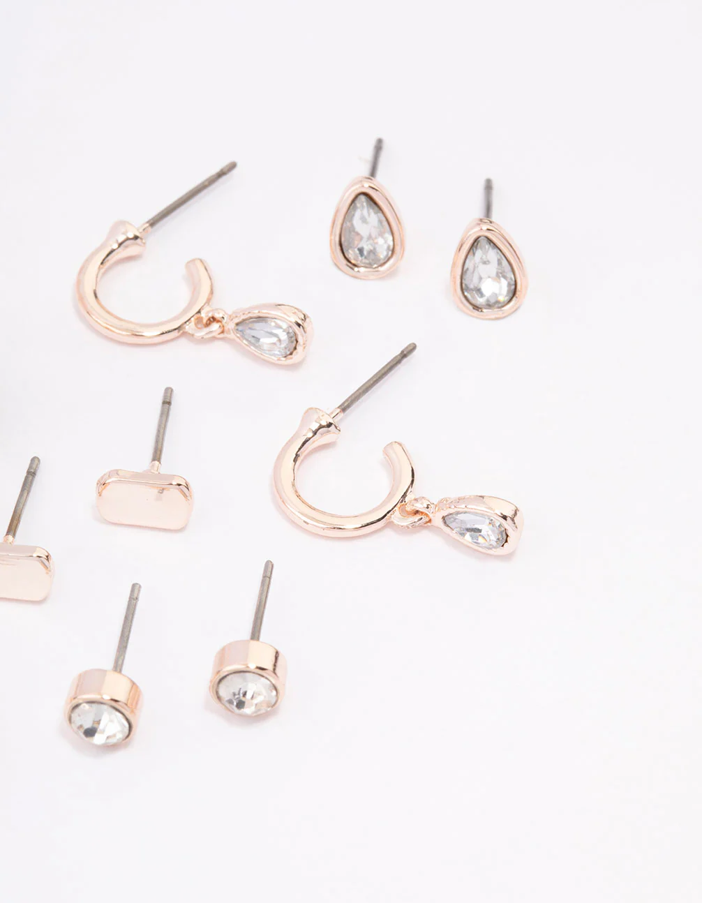 Rose Gold Diamante & Pearl Mixed Earrings 6-Pack - Image 3