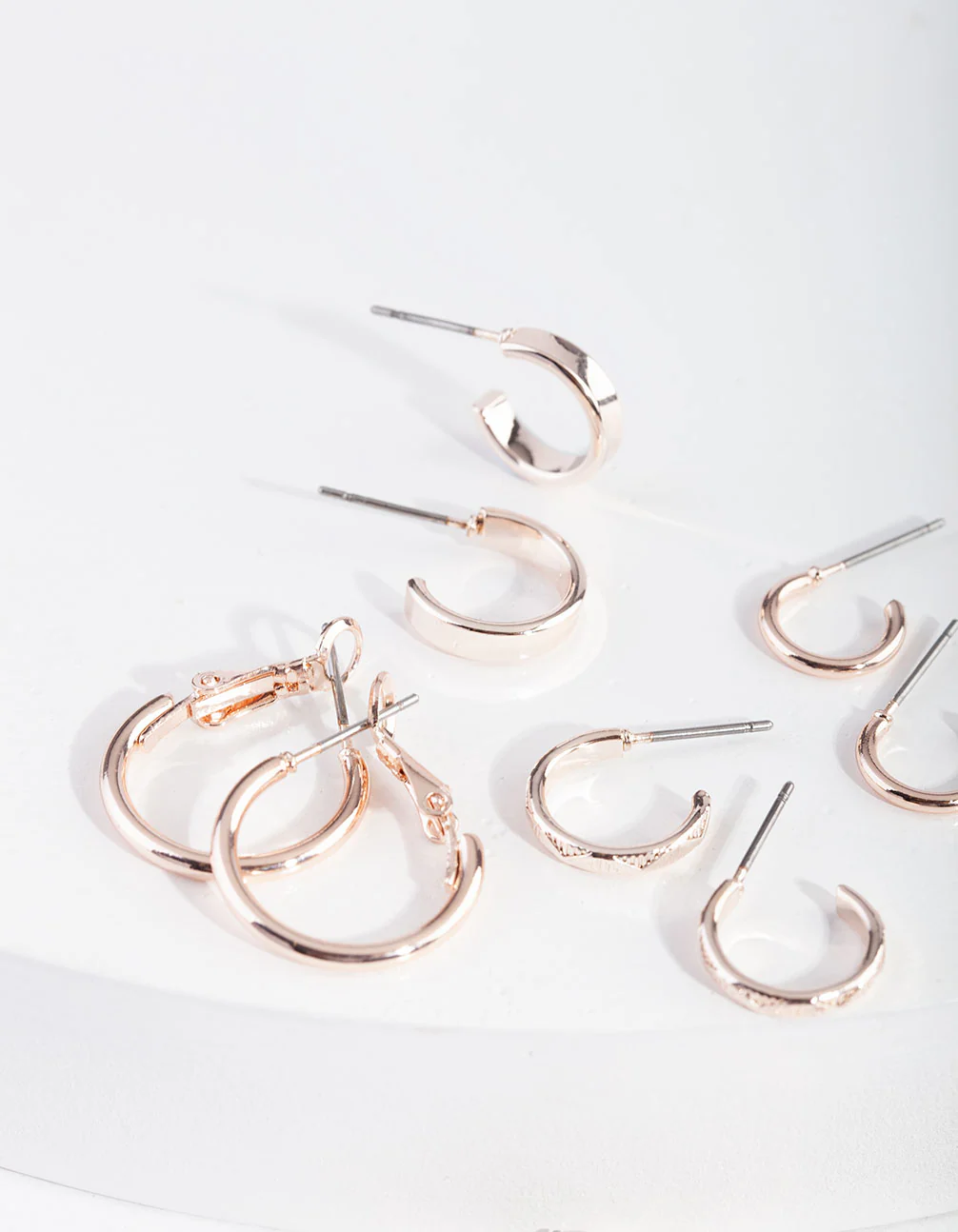 Rose Gold Diamante Sleeper Earring 6-Pack - Image 2