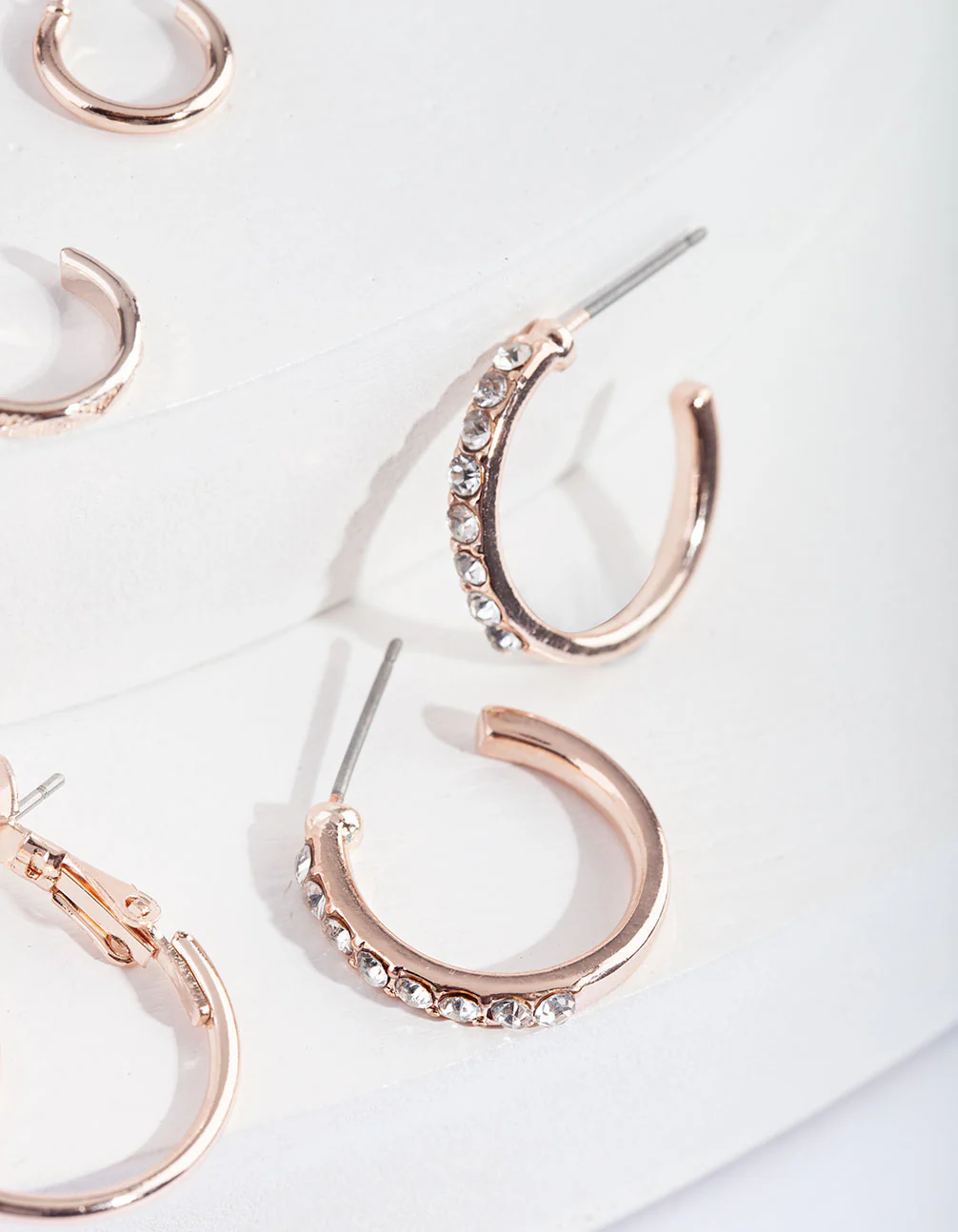 Rose Gold Diamante Sleeper Earring 6-Pack - Image 3