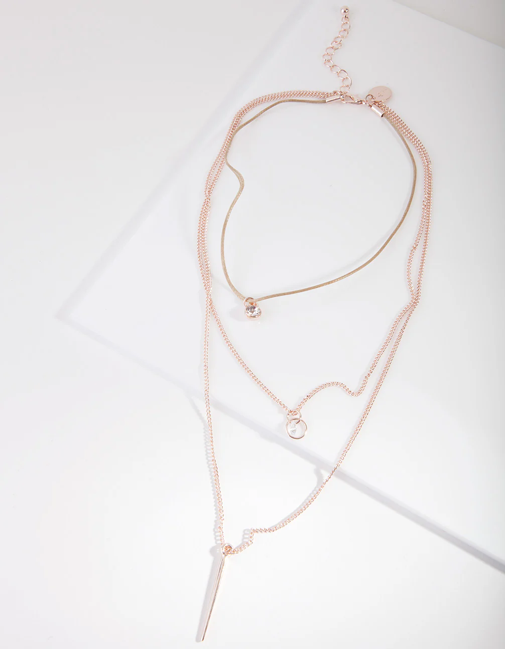Rose Gold Diamante & Stick Layer Choker - Image 2