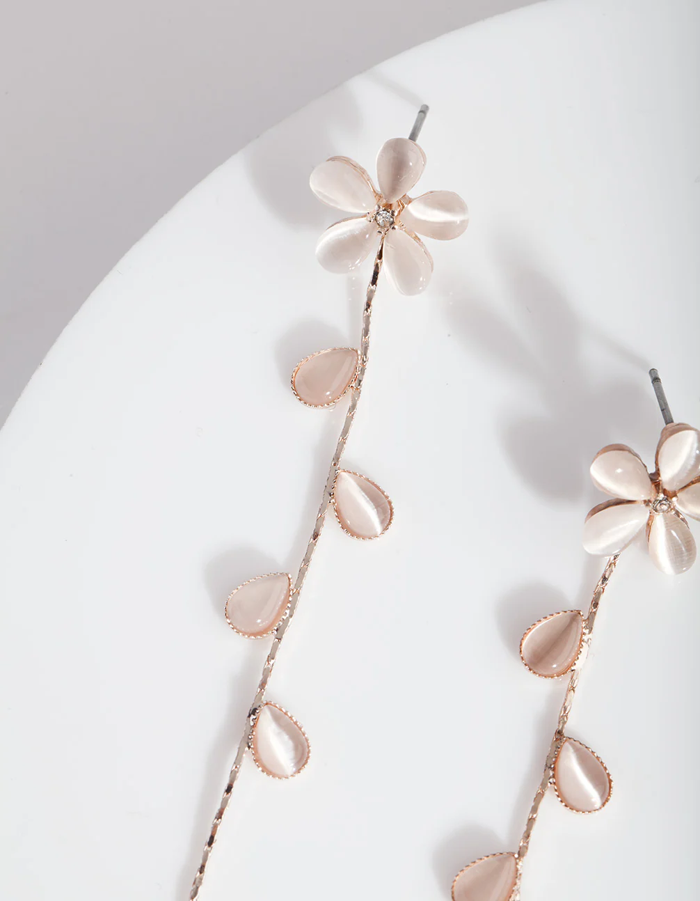 Rose Gold Flower Vine Drop Earrings - Image 2