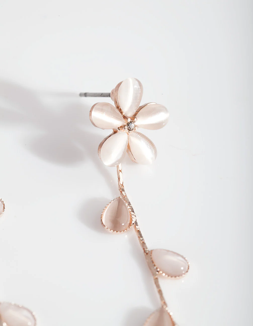 Rose Gold Flower Vine Drop Earrings - Image 3
