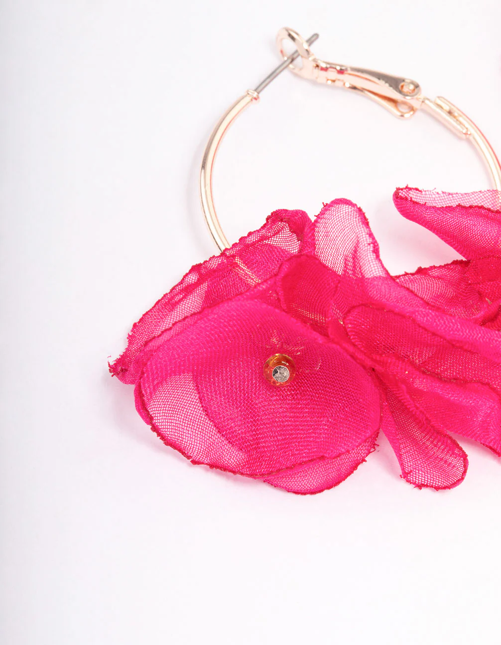 Rose Gold Flower Medium Hoop Earrings - Image 2