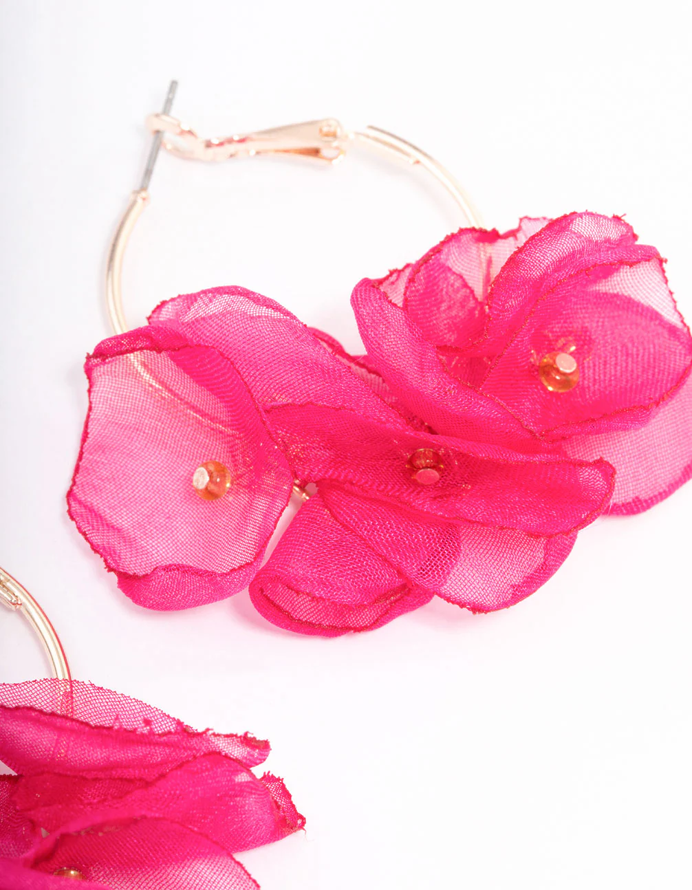 Rose Gold Flower Medium Hoop Earrings - Image 3