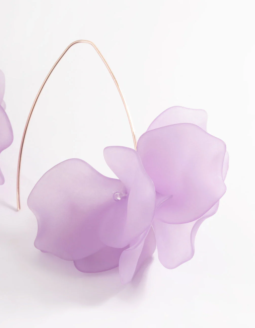 Rose Gold Frosted Flower Drop Earrings - Image 2
