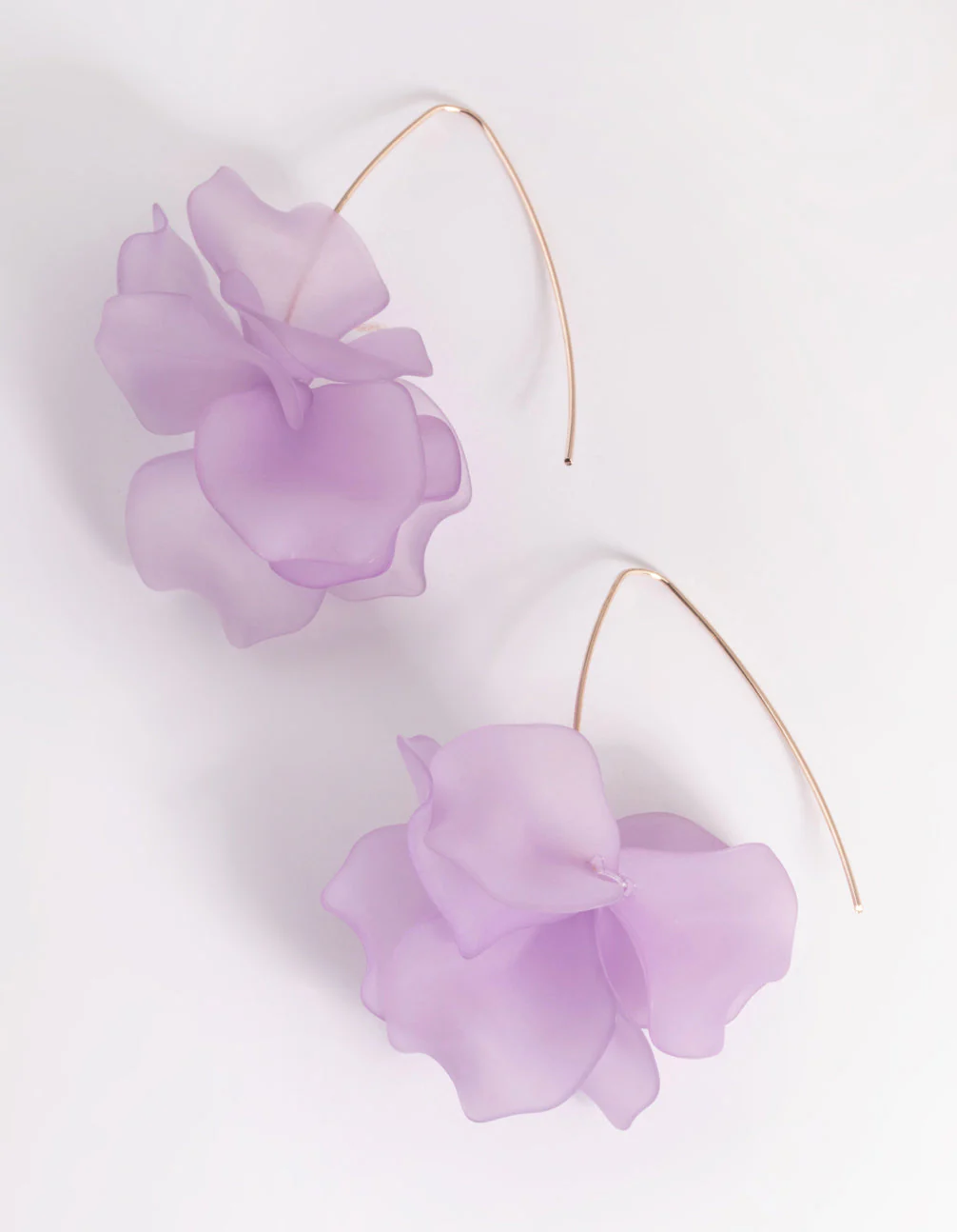 Rose Gold Frosted Flower Drop Earrings - Image 3