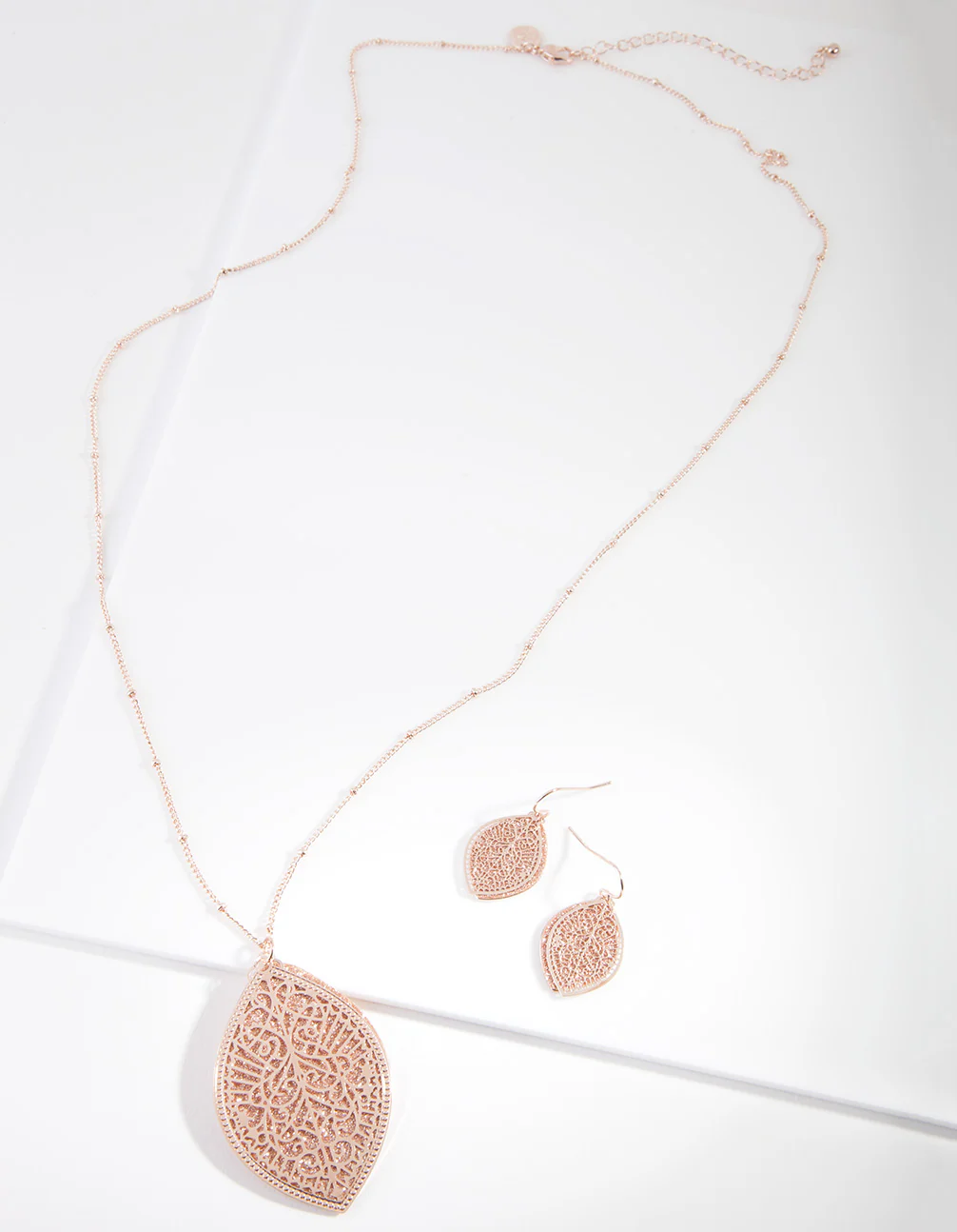 Rose Gold Glitter Leaf Jewellery Set - Image 2