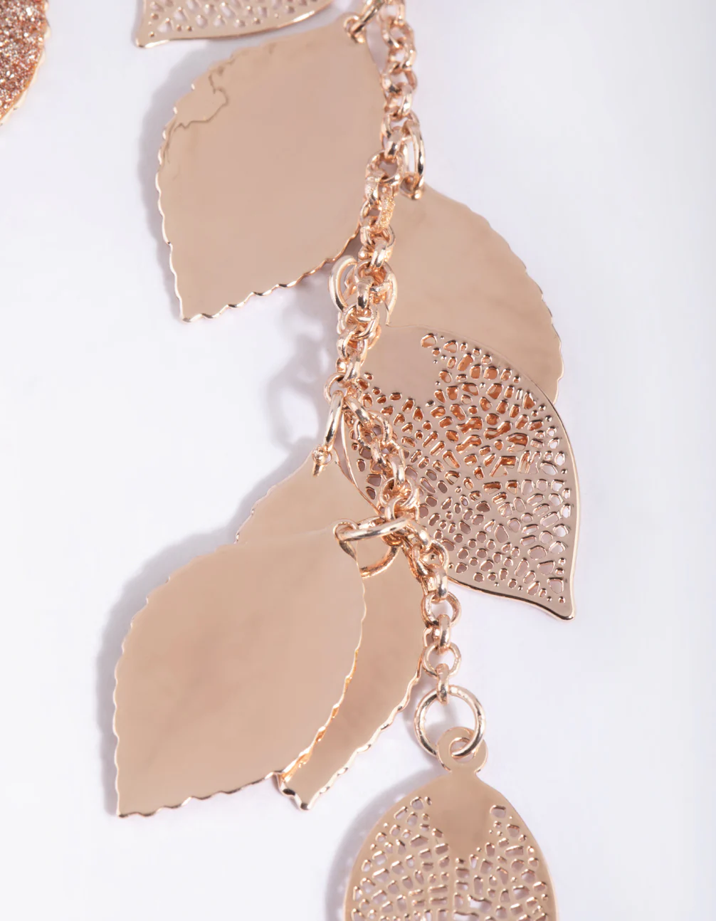 Rose Gold Glitter Leaf Cluster Earrings - Image 3