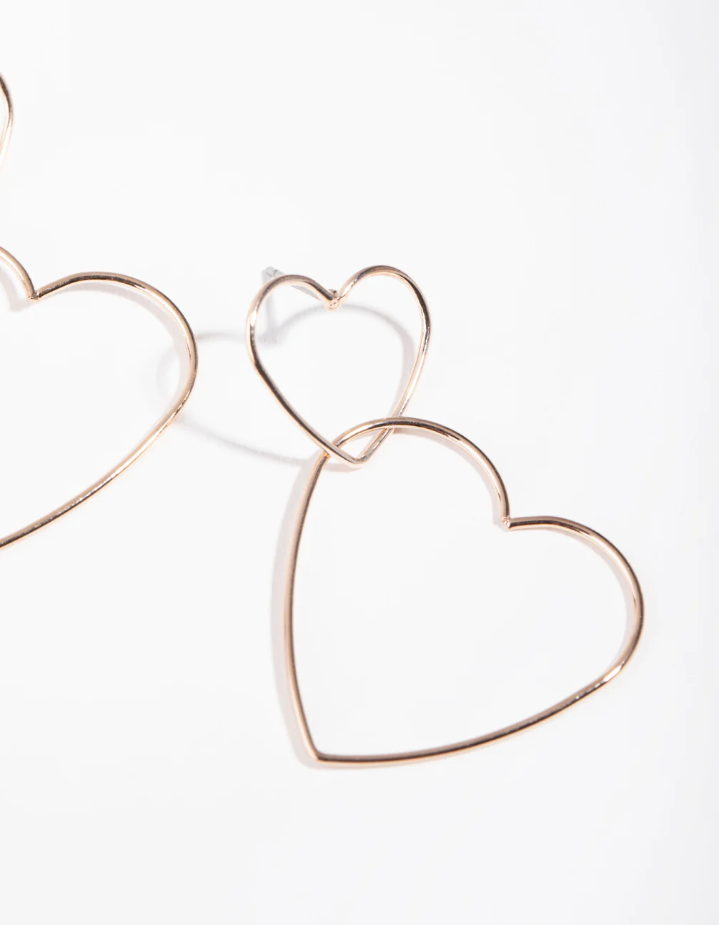 Rose Gold Heart Outline Drop Earrings - Image 2