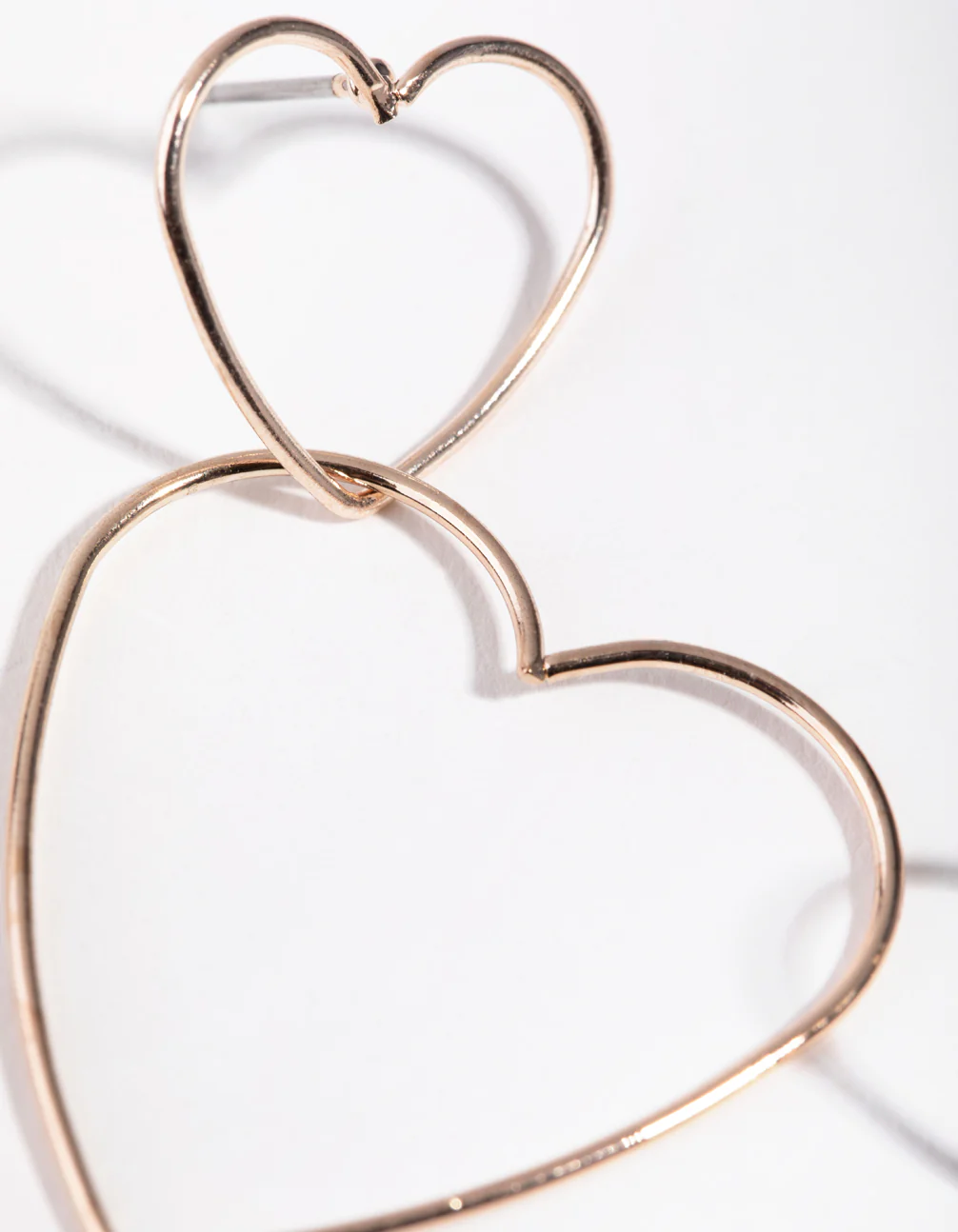 Rose Gold Heart Outline Drop Earrings - Image 3