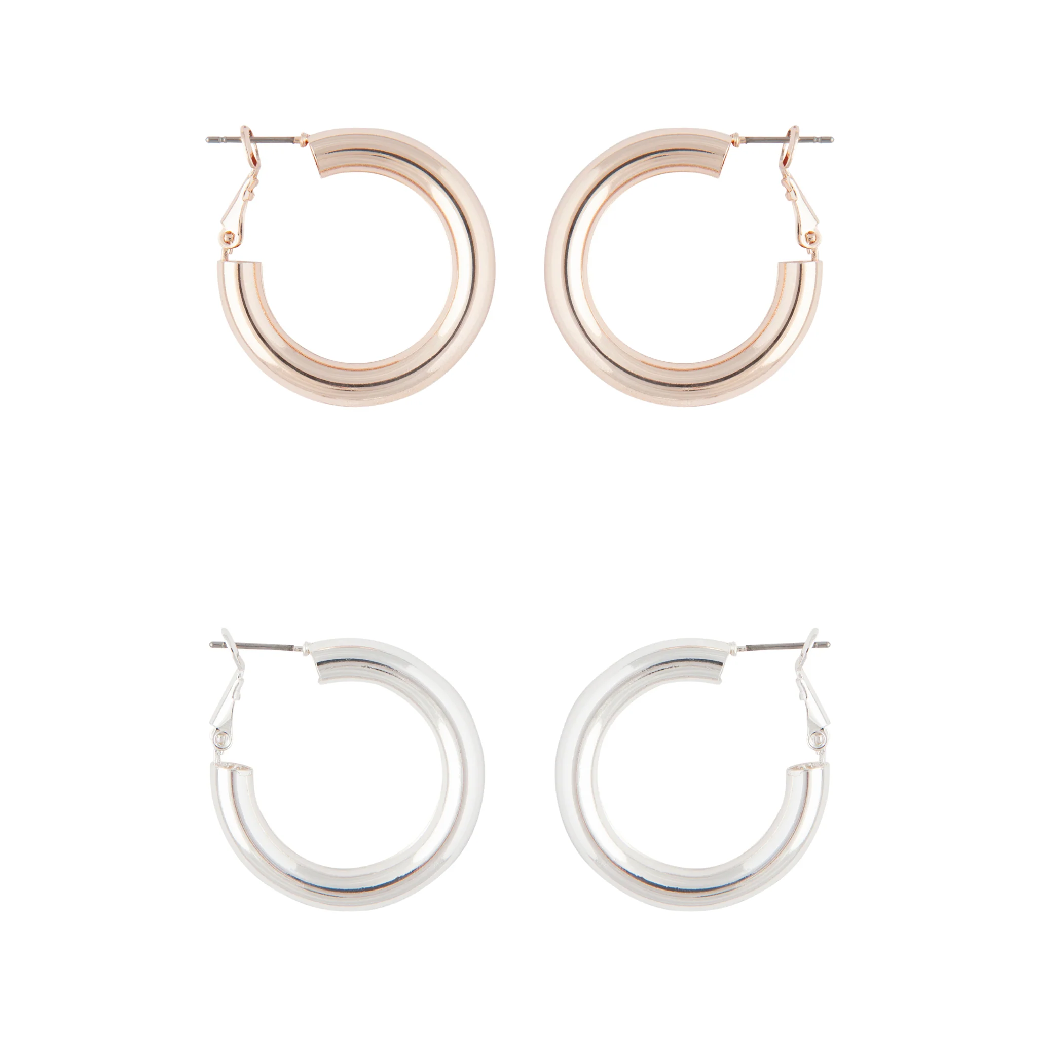 Classic Pack Chunky Rose Gold Silver Hoop