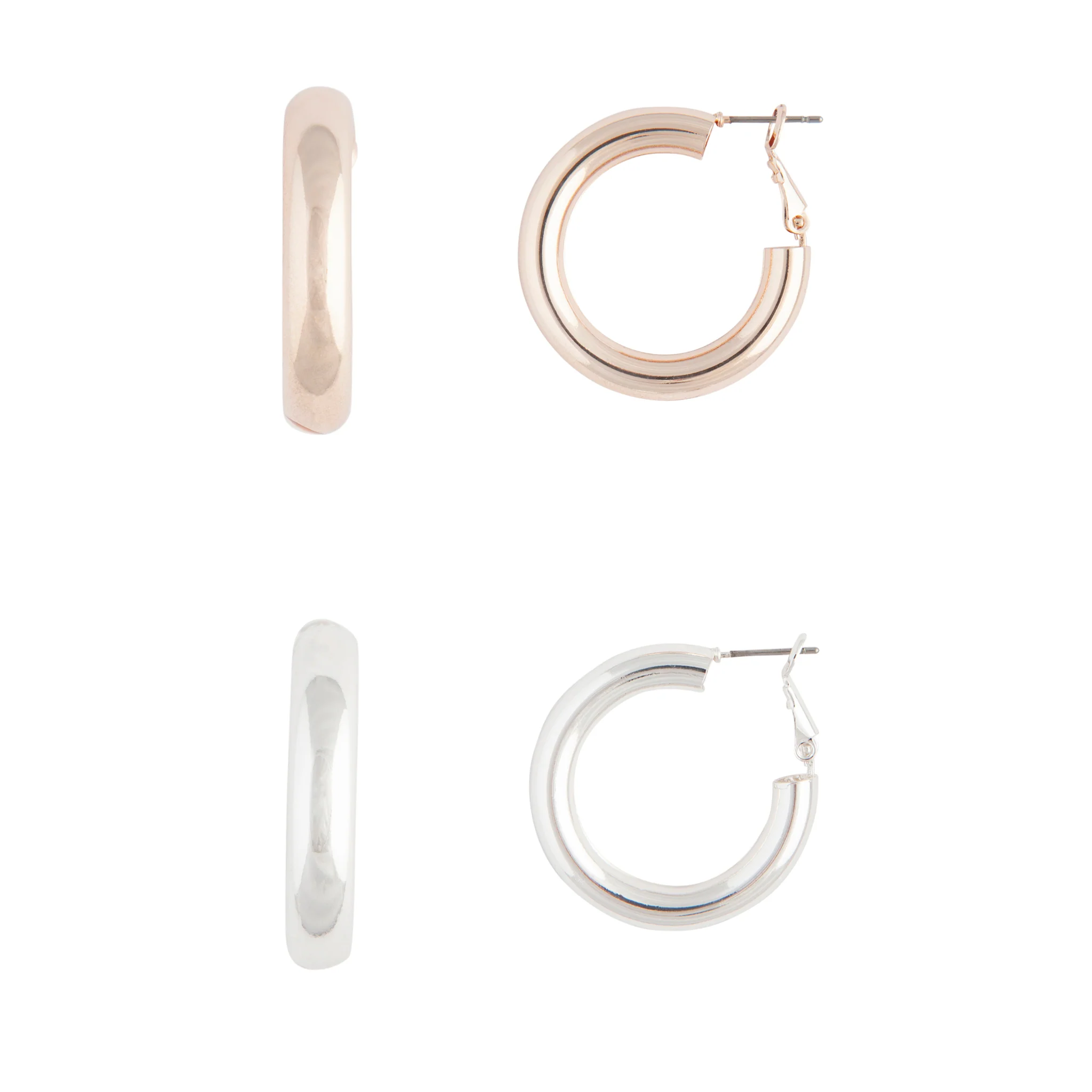 Classic Pack Chunky Rose Gold Silver Hoop - Image 2