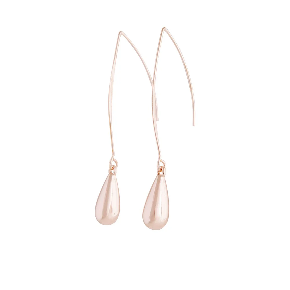 Rose Gold Polished Teardrop Thread Through Earrings - Image 2