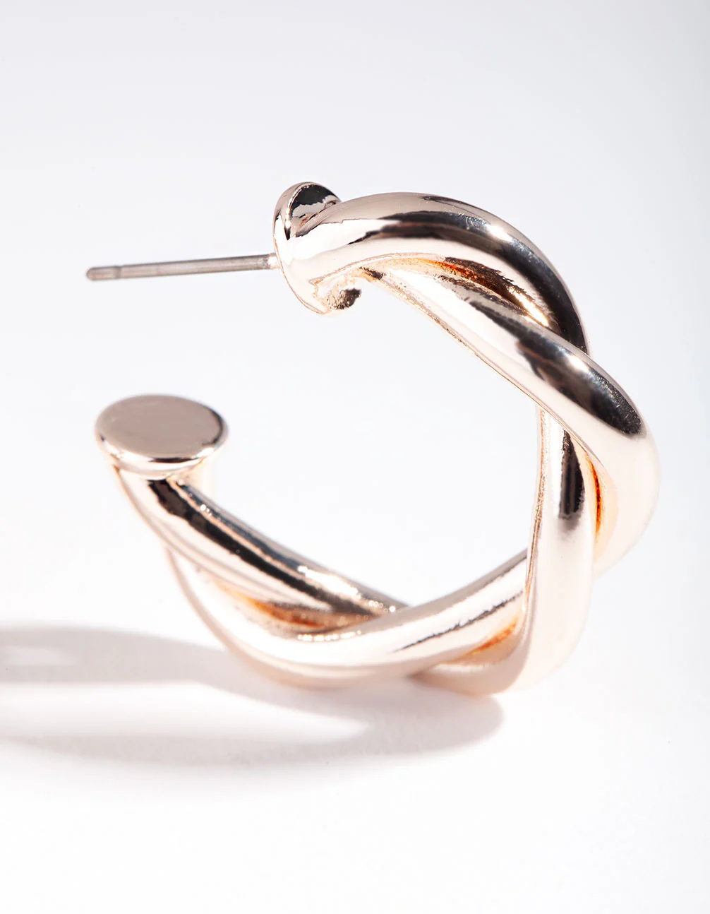 Rose Gold Medium Rope Hoop Earrings - Image 3