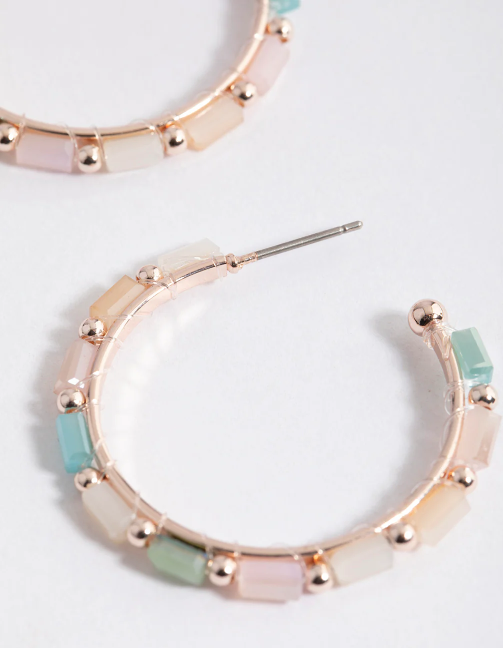 Rose Gold Mixed Bead Hoop Earrings - Image 2
