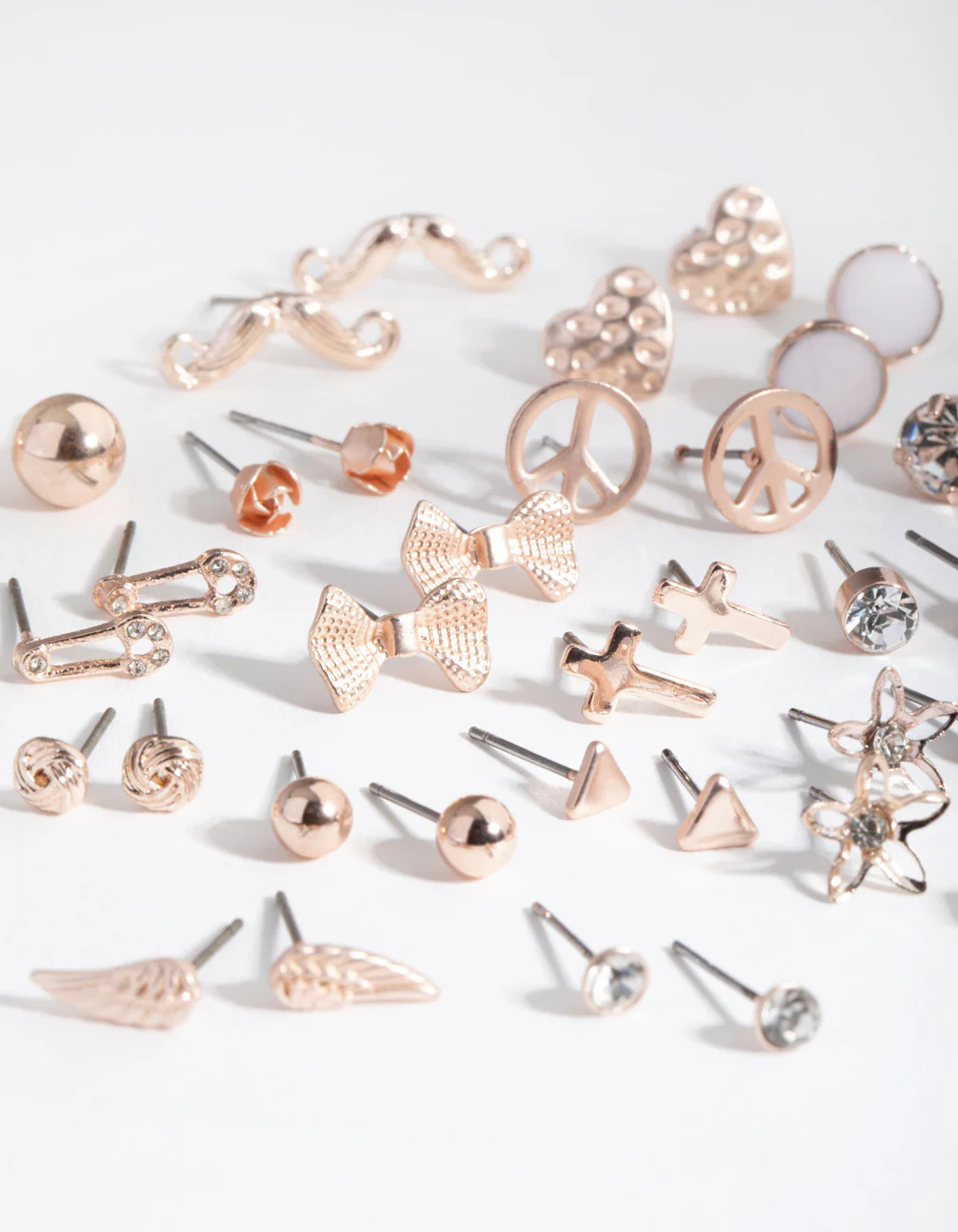 Rose Gold Mismatch Bowtie 20-Pack Earring - Image 3