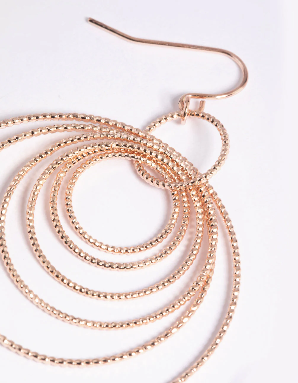 Rose Gold Multi Textured Hoop Earrings - Image 2