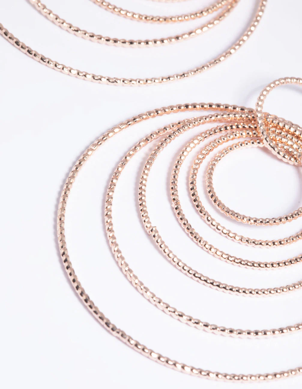 Rose Gold Multi Textured Hoop Earrings - Image 3