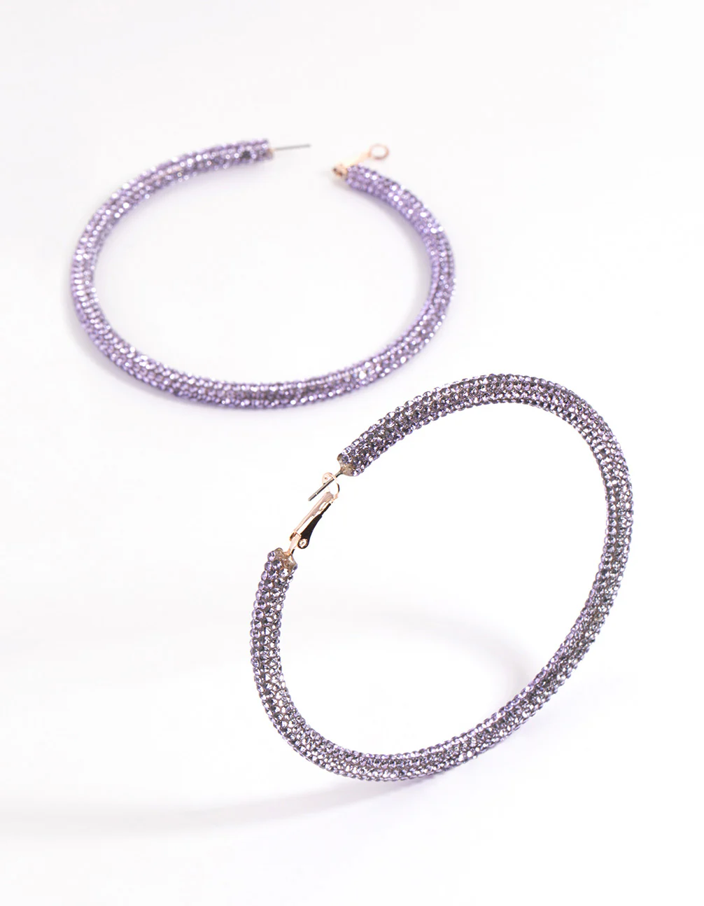Rose Gold Pave Hoop Earrings - Image 2