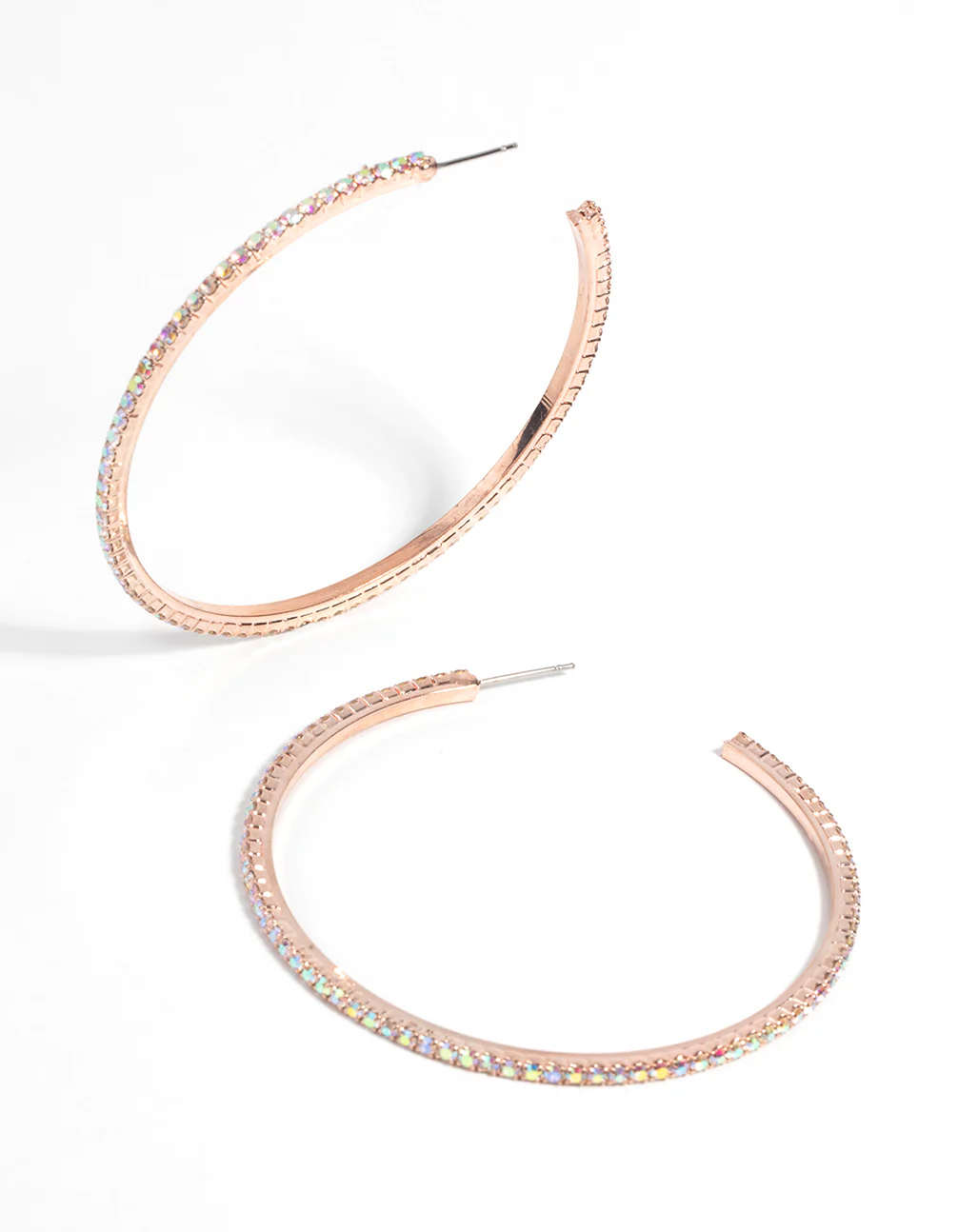 Rose Gold Diamante Hoop Earrings - Image 4