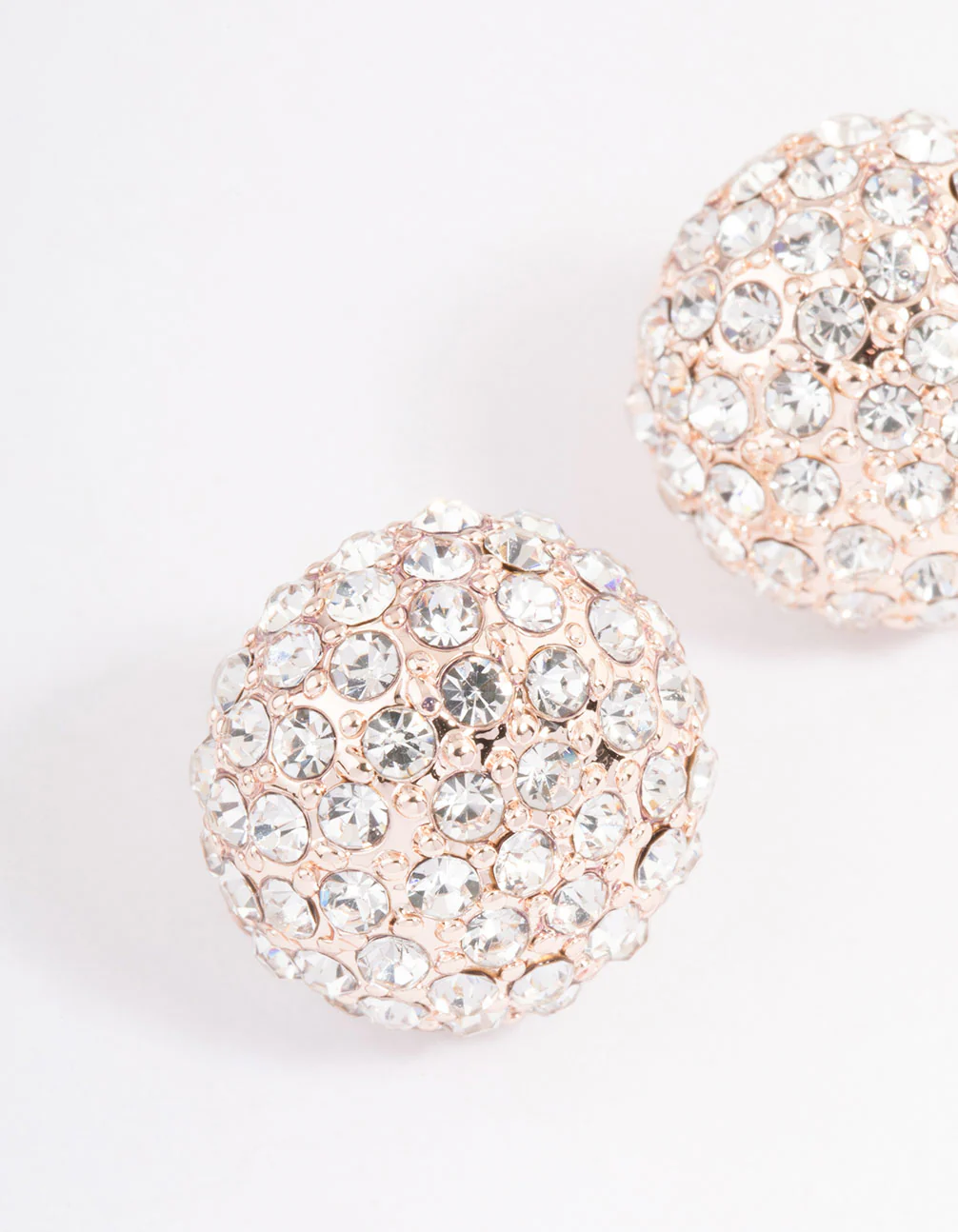 Rose Gold Pave Dome Ball Stud Earrings - Image 2
