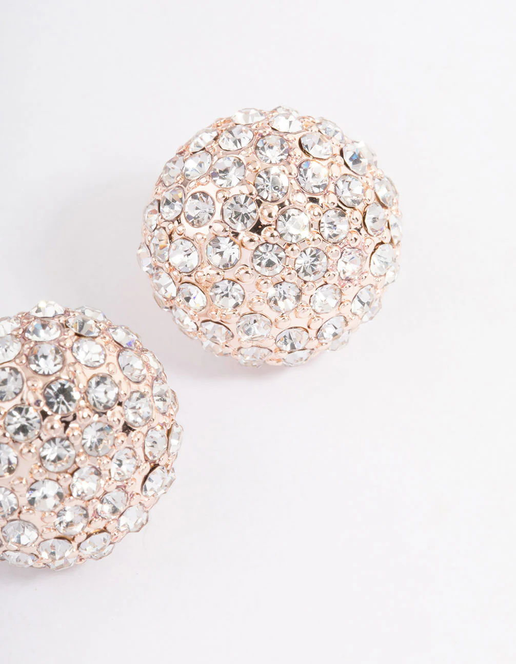 Rose Gold Pave Dome Ball Stud Earrings - Image 3