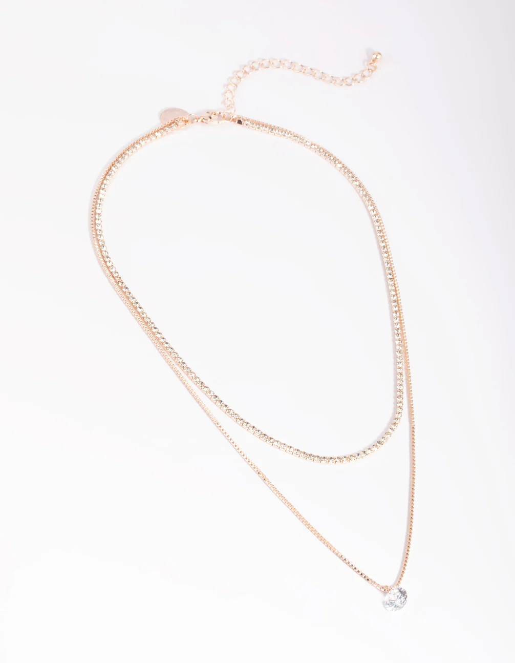 Rose Gold Diamante Layered Necklace - Image 3