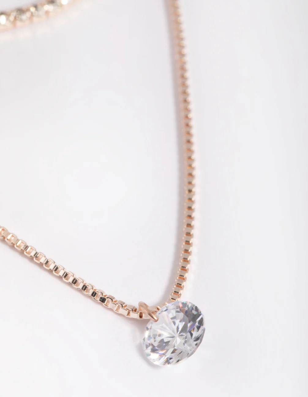 Rose Gold Diamante Layered Necklace - Image 4