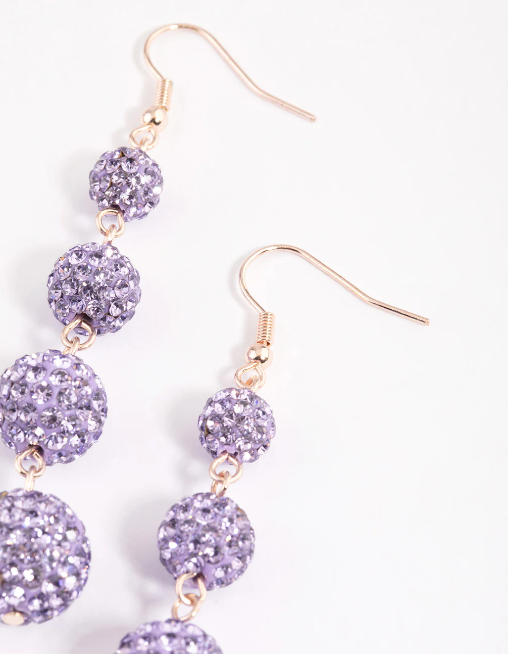Rose Gold Triple Ball Drop Earrings - Image 2