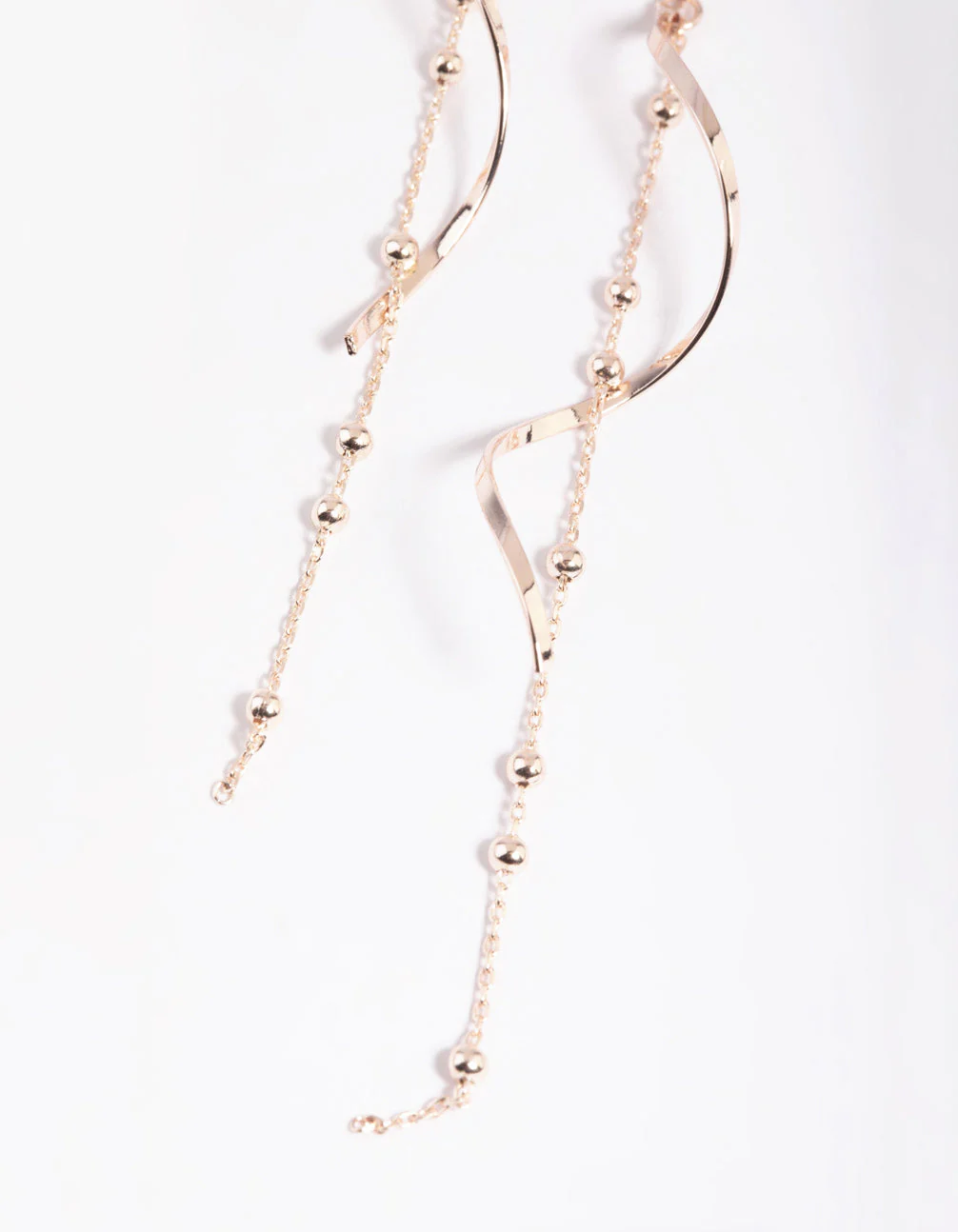 Rose Gold Twist Ball Chain Drop Earrings - Image 3