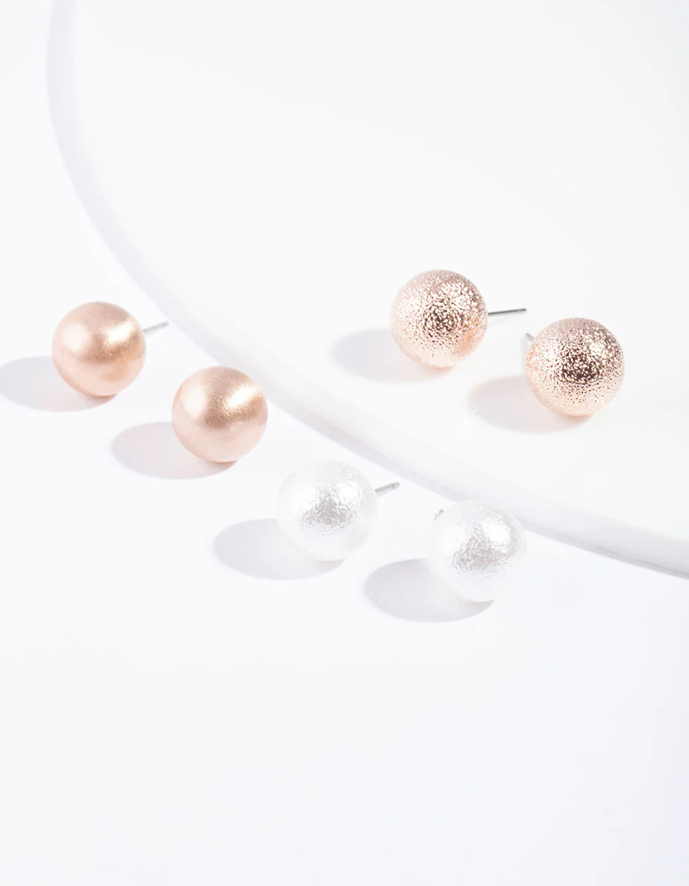 Rose Gold Pearl Sandblast Earring Pack - Image 2