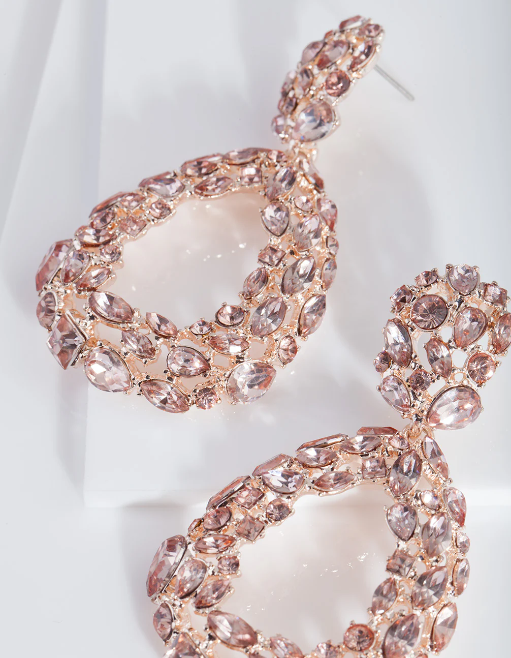 Rose Gold Cluster Gem Earrings - Image 2
