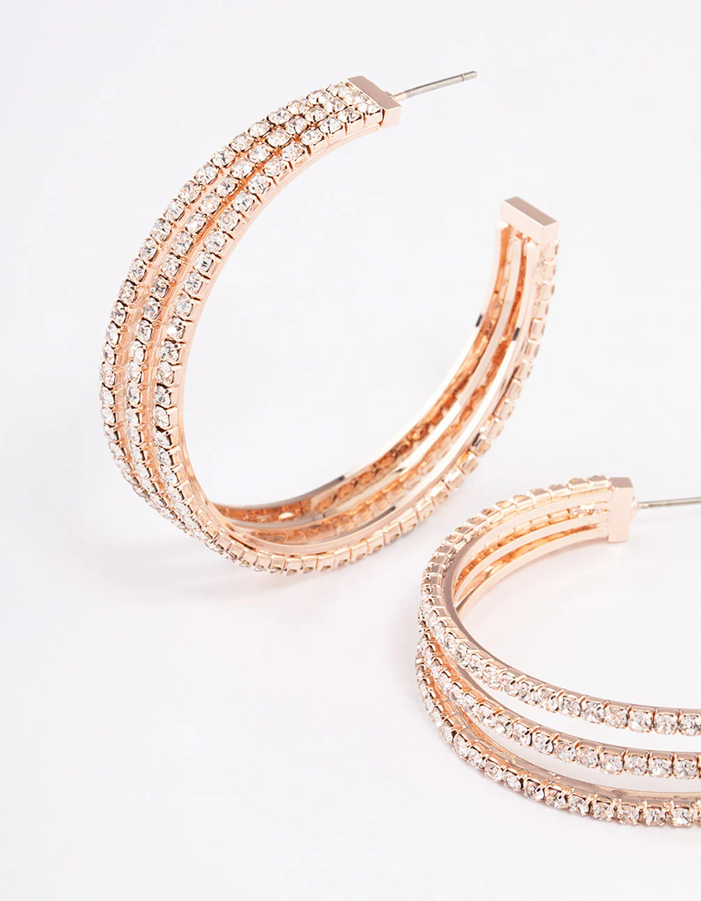 Rose Gold Triple Illusion Statement Hoop Earrings - Image 2