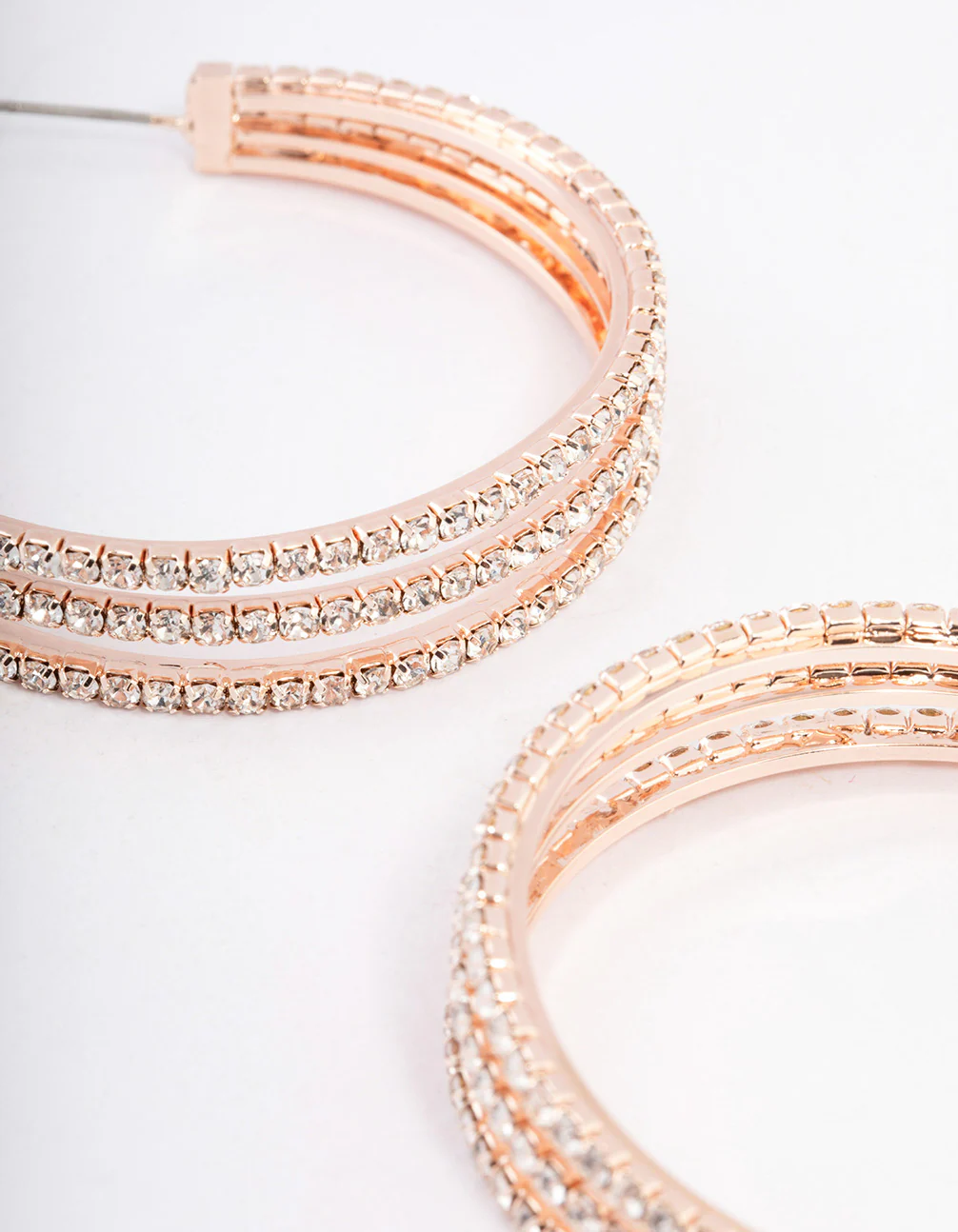 Rose Gold Triple Illusion Statement Hoop Earrings - Image 3